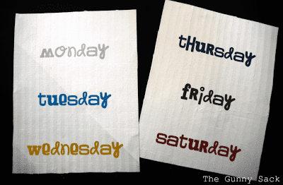 days of the week on fabric