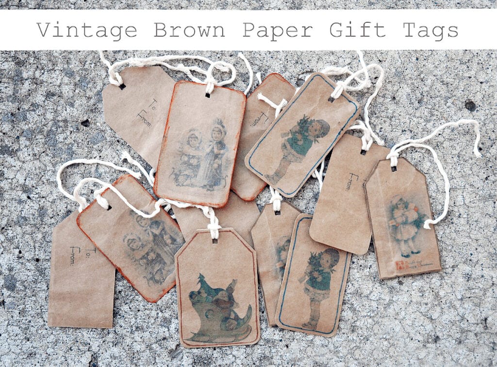 Vintage brown paper gift tags.