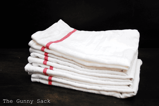 flour sack towels with red stripe