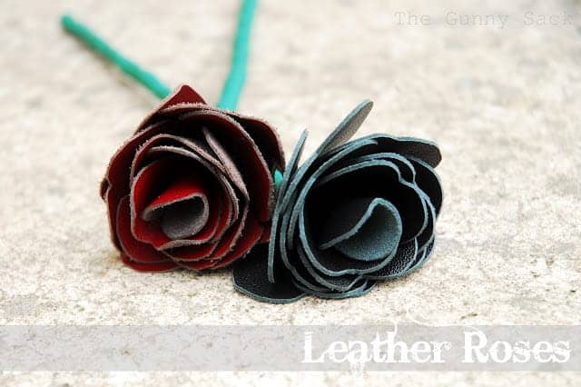 Handcrafted leather roses.