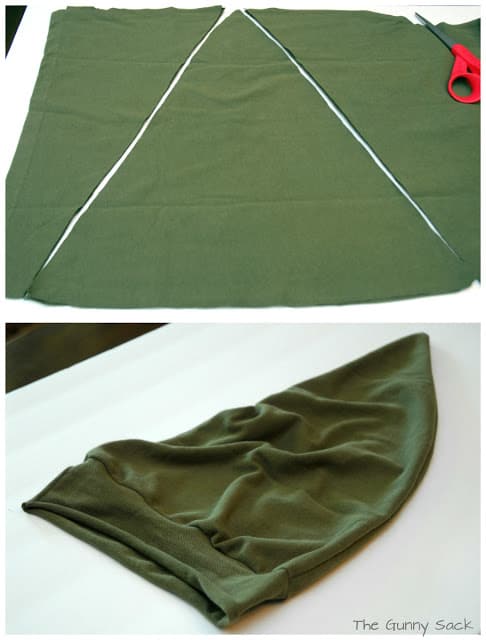 sections of green fabric.