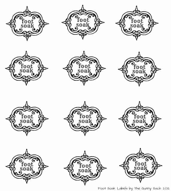 labels for foot soak jars.