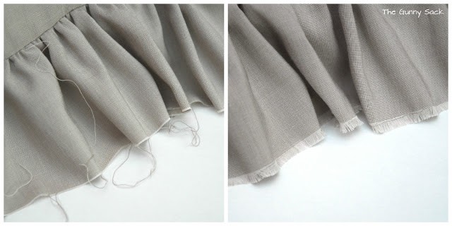 fabric with frayed edges.