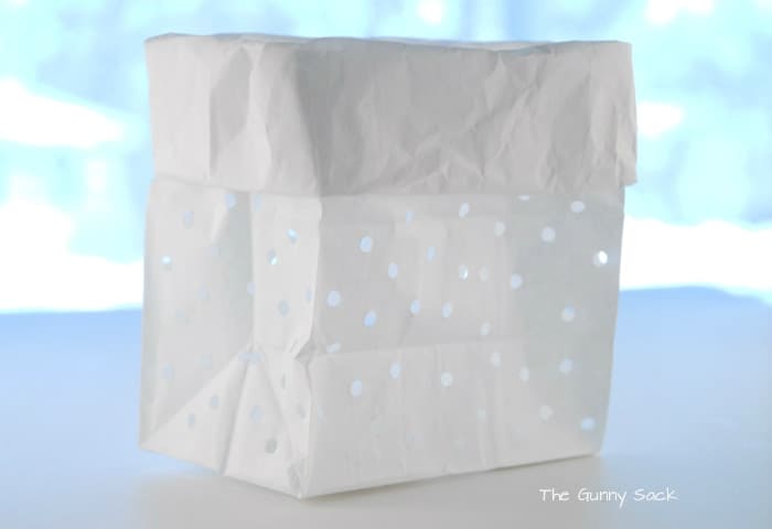 A white bag with holes in it.