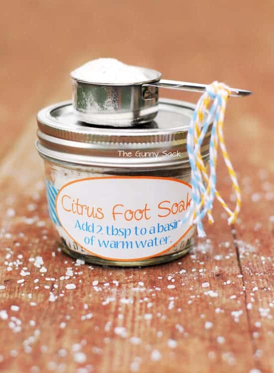 Homemade Citrus Foot Soak with scoop