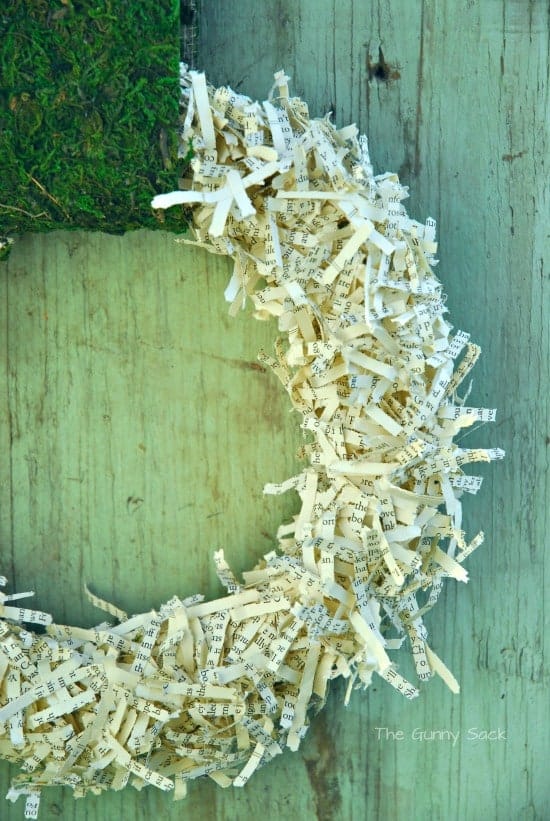 A recycled book wreath.