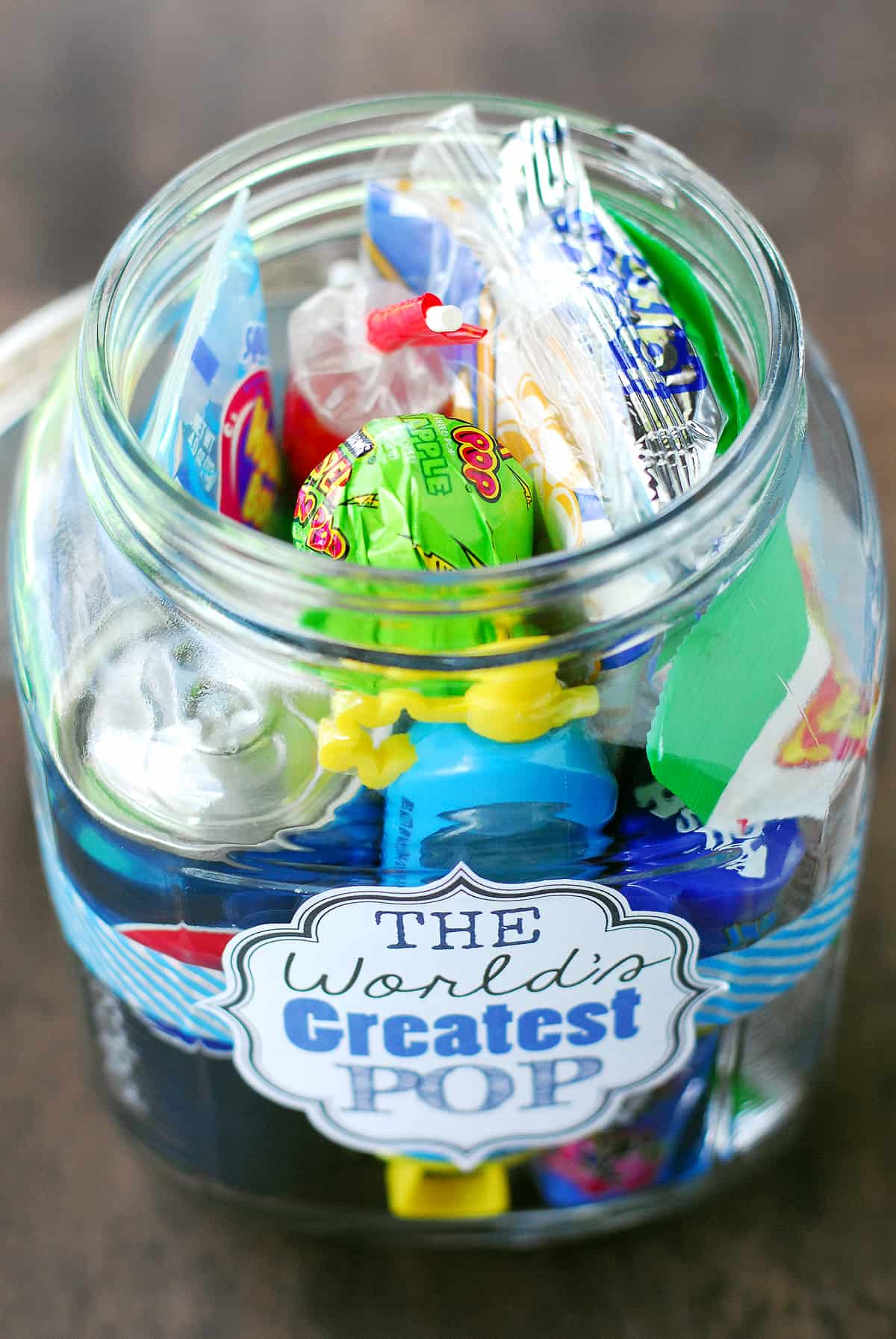 The world's greatest pop mason jar interior for father's day.
