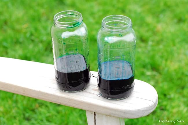 Jars with clothing dye inside.