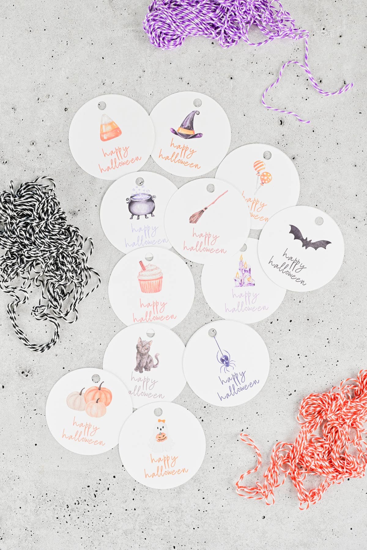 Halloween gifts tags cutout and baker's twine.