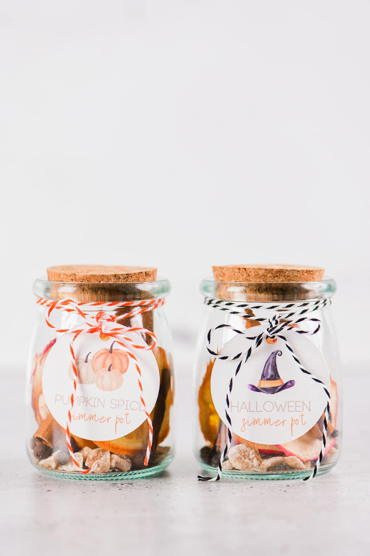 Halloween simmer pot and pumpkin spice simmer pot jars.