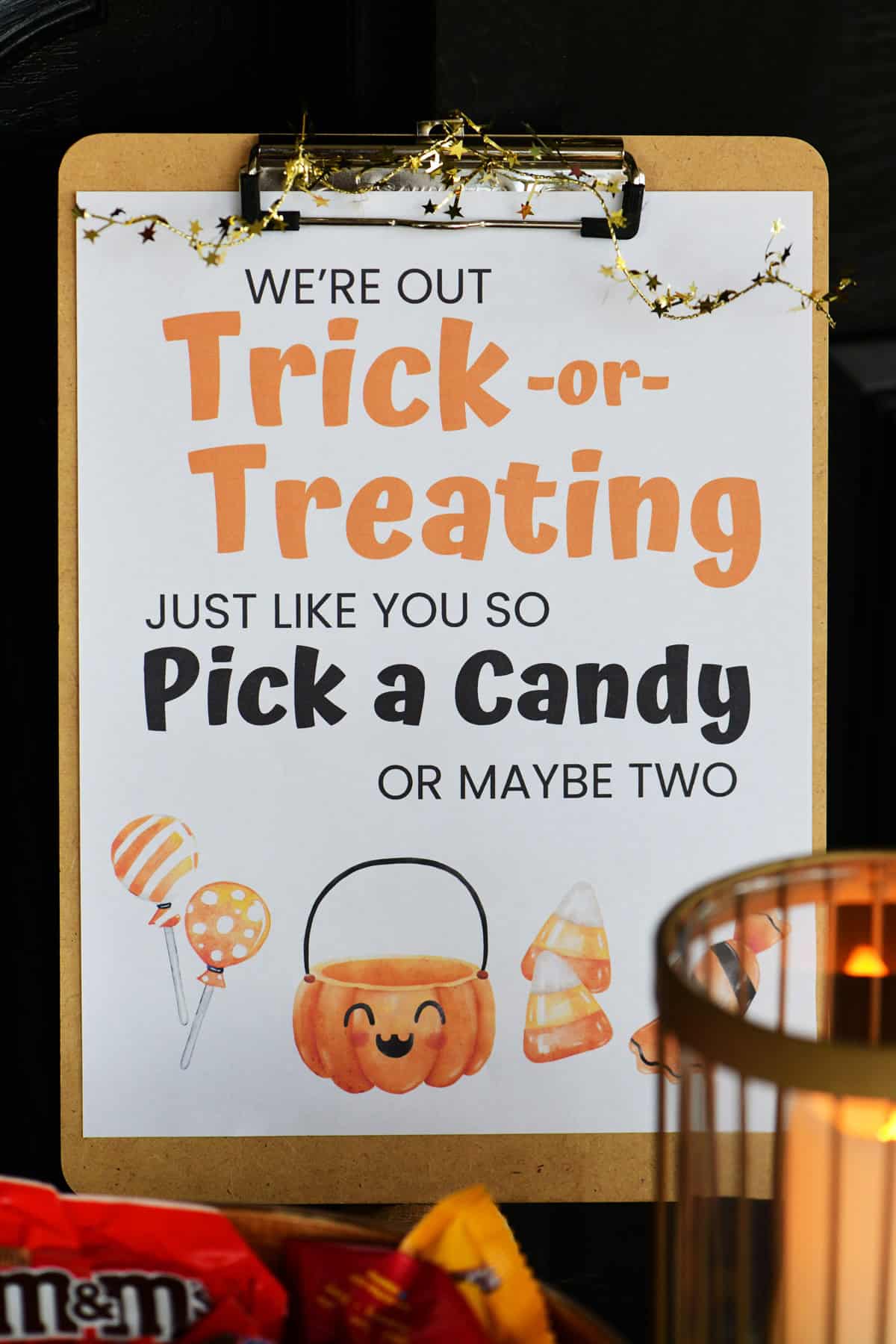 We're out trick or treating printable sign.